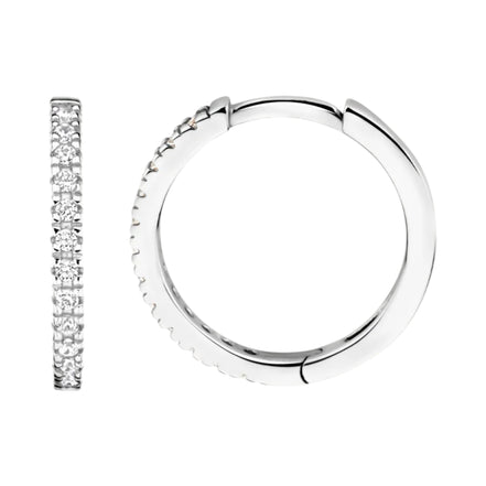 Creolen aus 585er Weißgold mit Zirkonia 14 mm