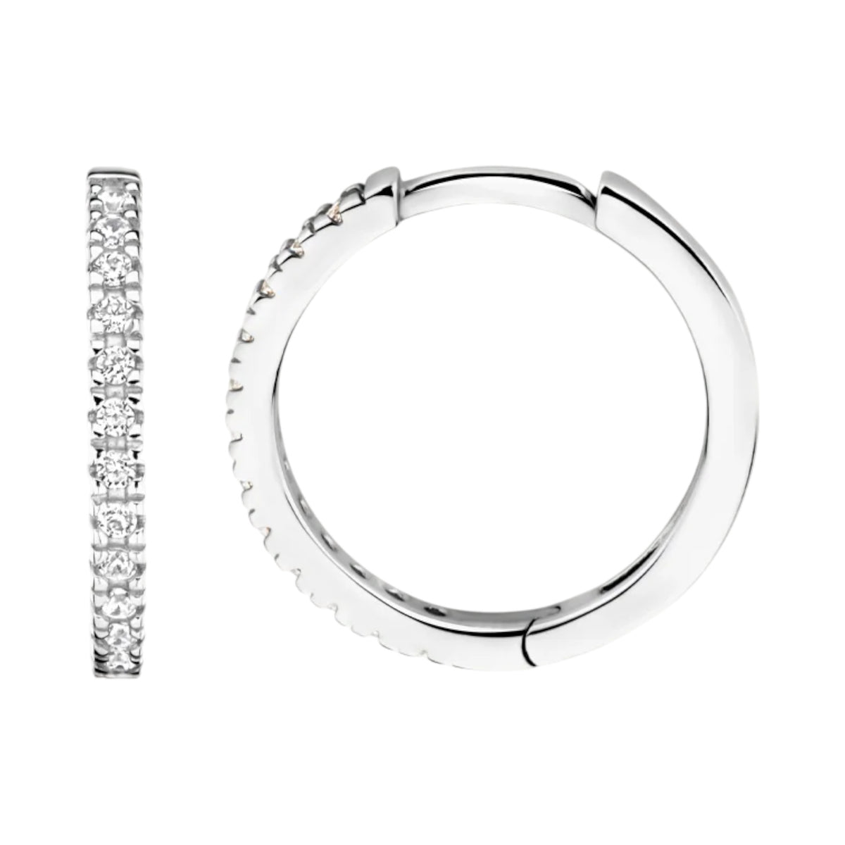 Creolen aus 585er Weißgold mit Zirkonia 14 mm