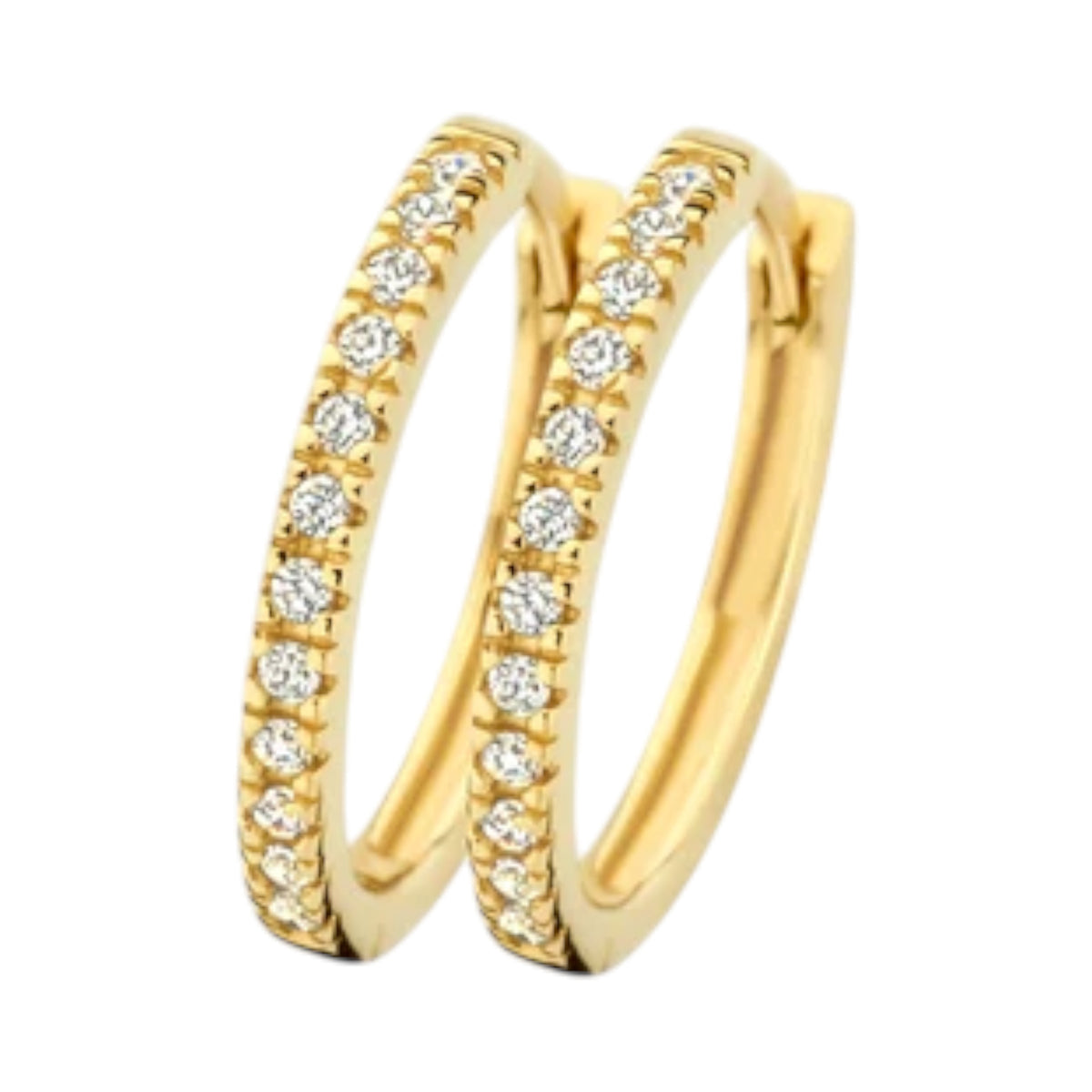 Creolen aus 585er Gold mit Pavé-Zirkonia 14 mm