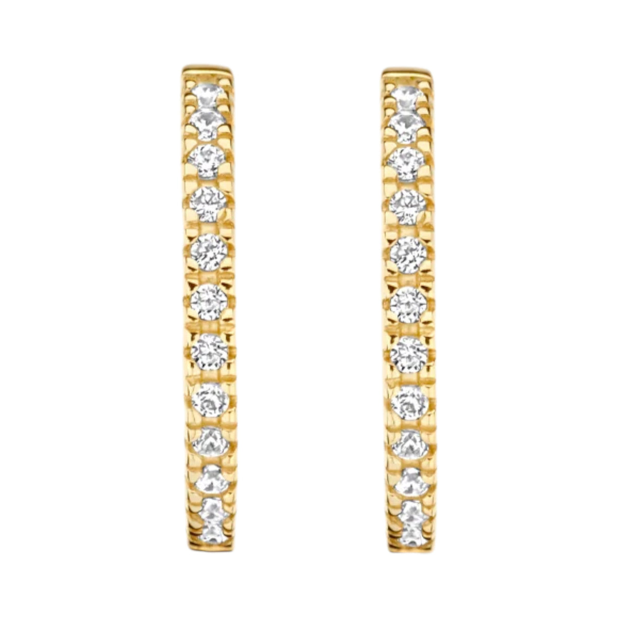 Creolen aus 585er Gold mit Pavé-Zirkonia 14 mm
