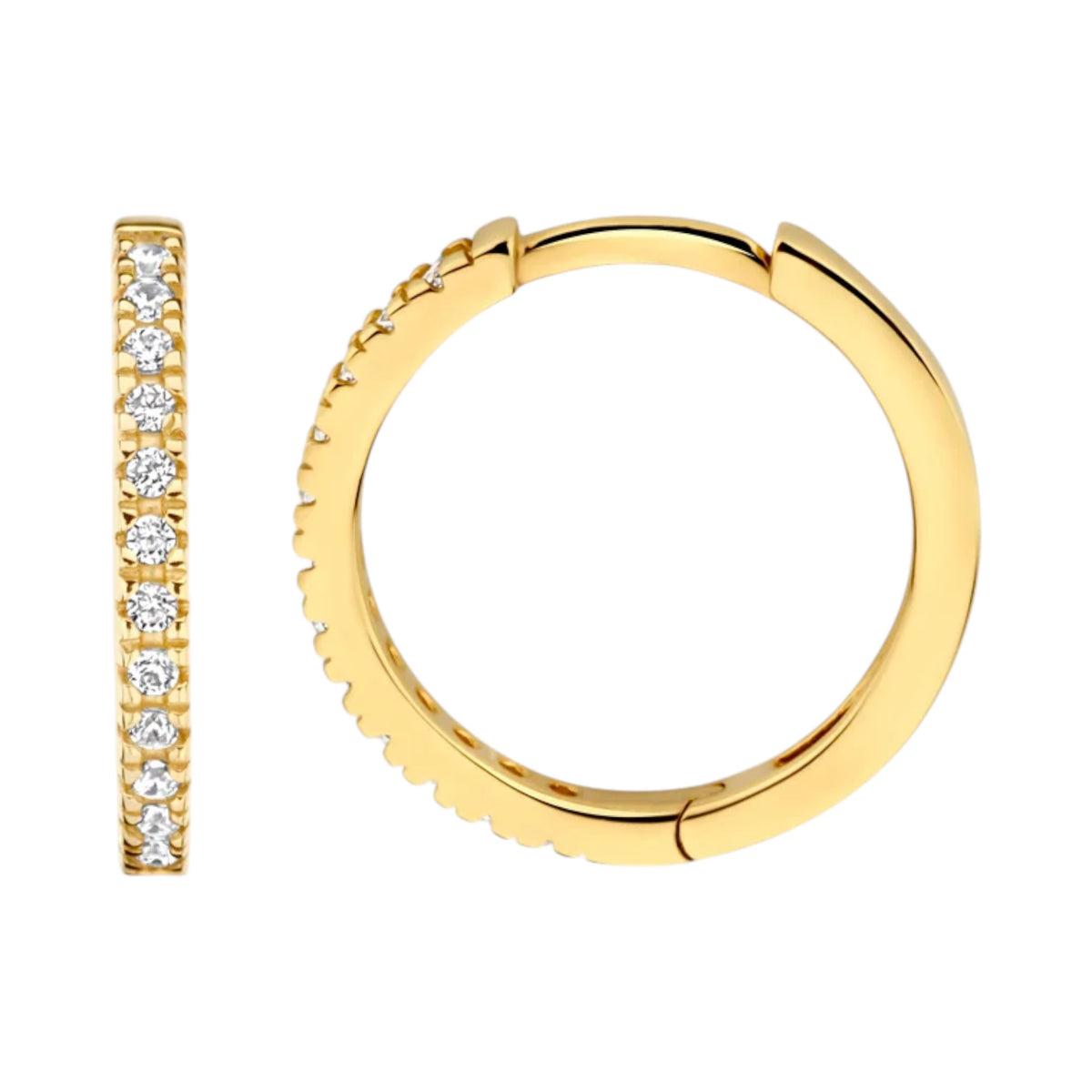 Creolen aus 585er Gold mit Pavé-Zirkonia 14 mm