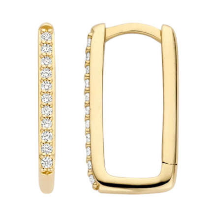 Rechteckige Creolen aus 585er Gold mit Zirkonia