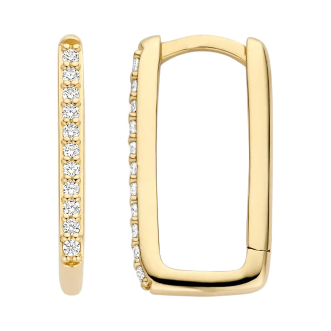 Rechteckige Creolen aus 585er Gold mit Zirkonia
