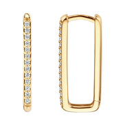 Rechteckige Creolen aus 585er Gold mit Zirkonia 18,5 mm
