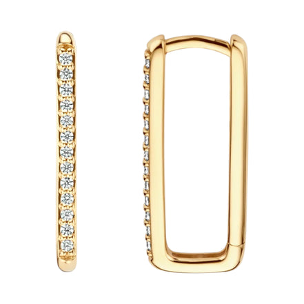 Rechteckige Creolen aus 585er Gold mit Zirkonia 18,5 mm