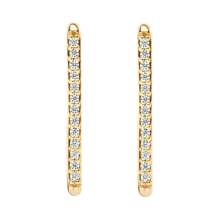 Rechteckige Creolen aus 585er Gold mit Zirkonia 18,5 mm