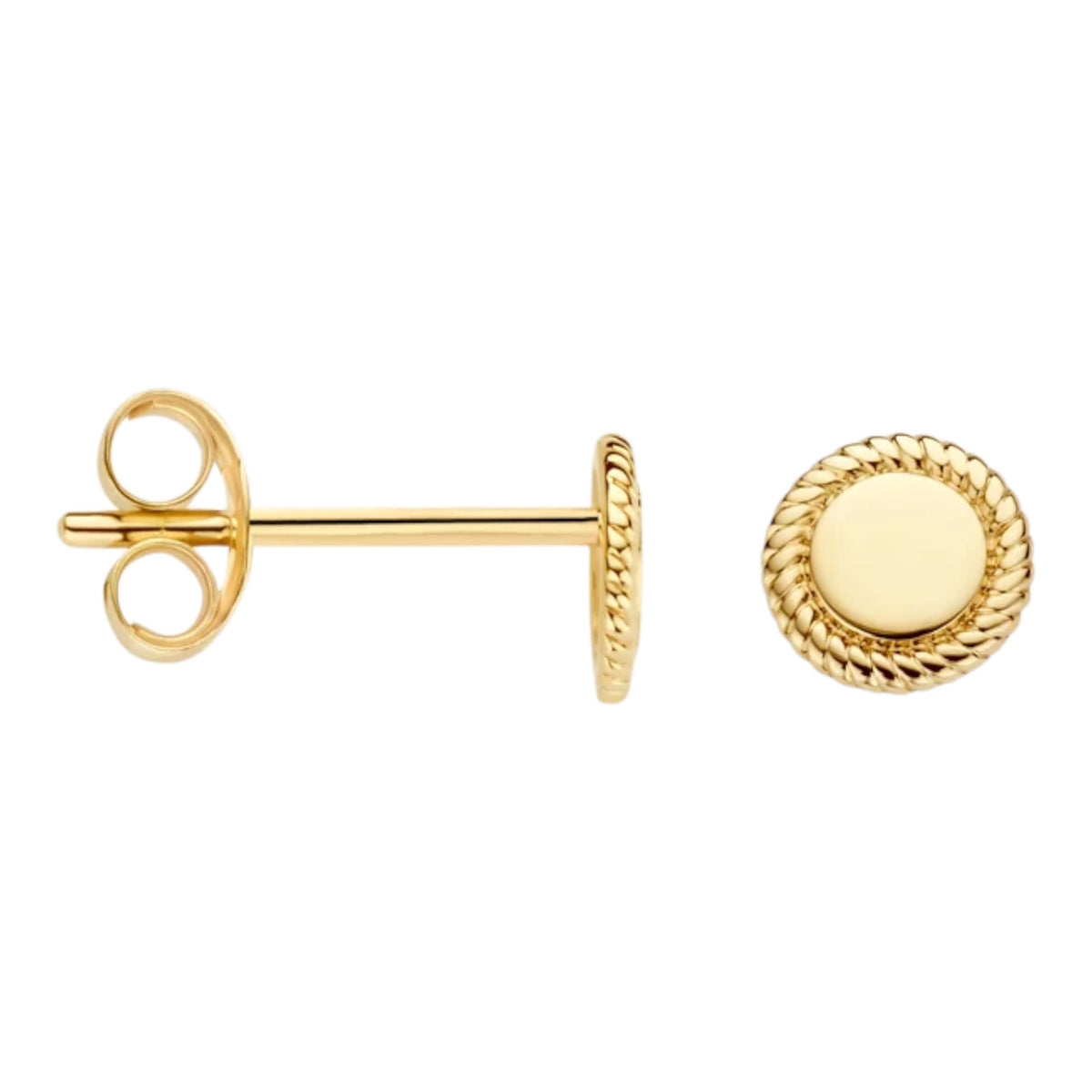Runde Ohrstecker aus 585er Gold mit Kordelrand