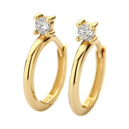 Creolen aus 585er Gold mit Solitär-Zirkonia 14,6 mm