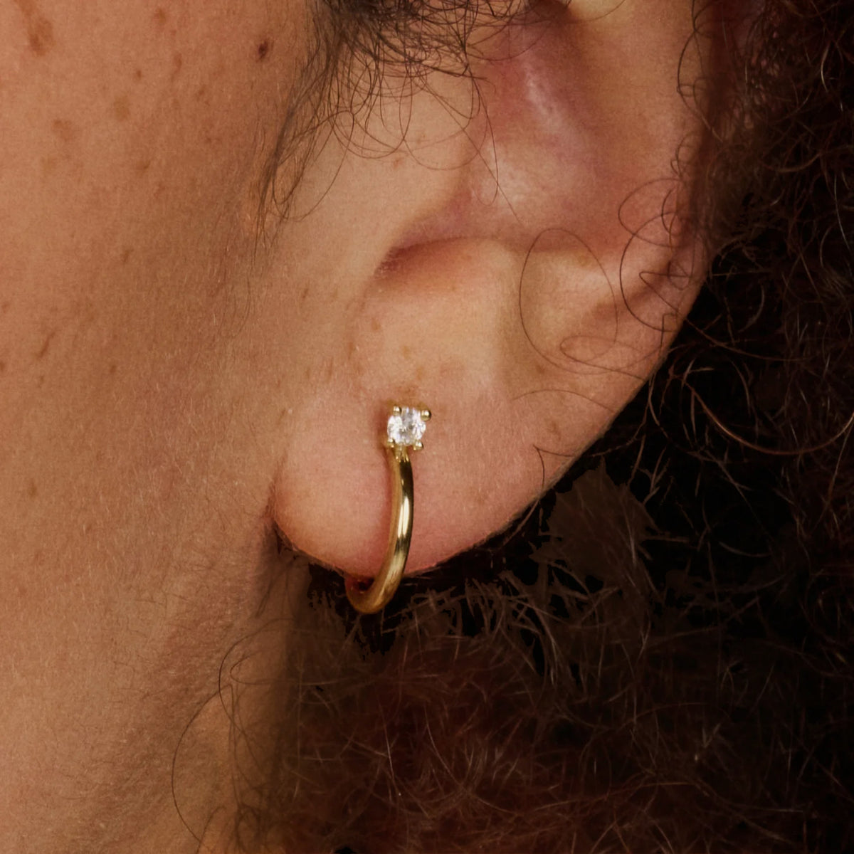 Creolen aus 585er Gold mit Solitär-Zirkonia 14,6 mm