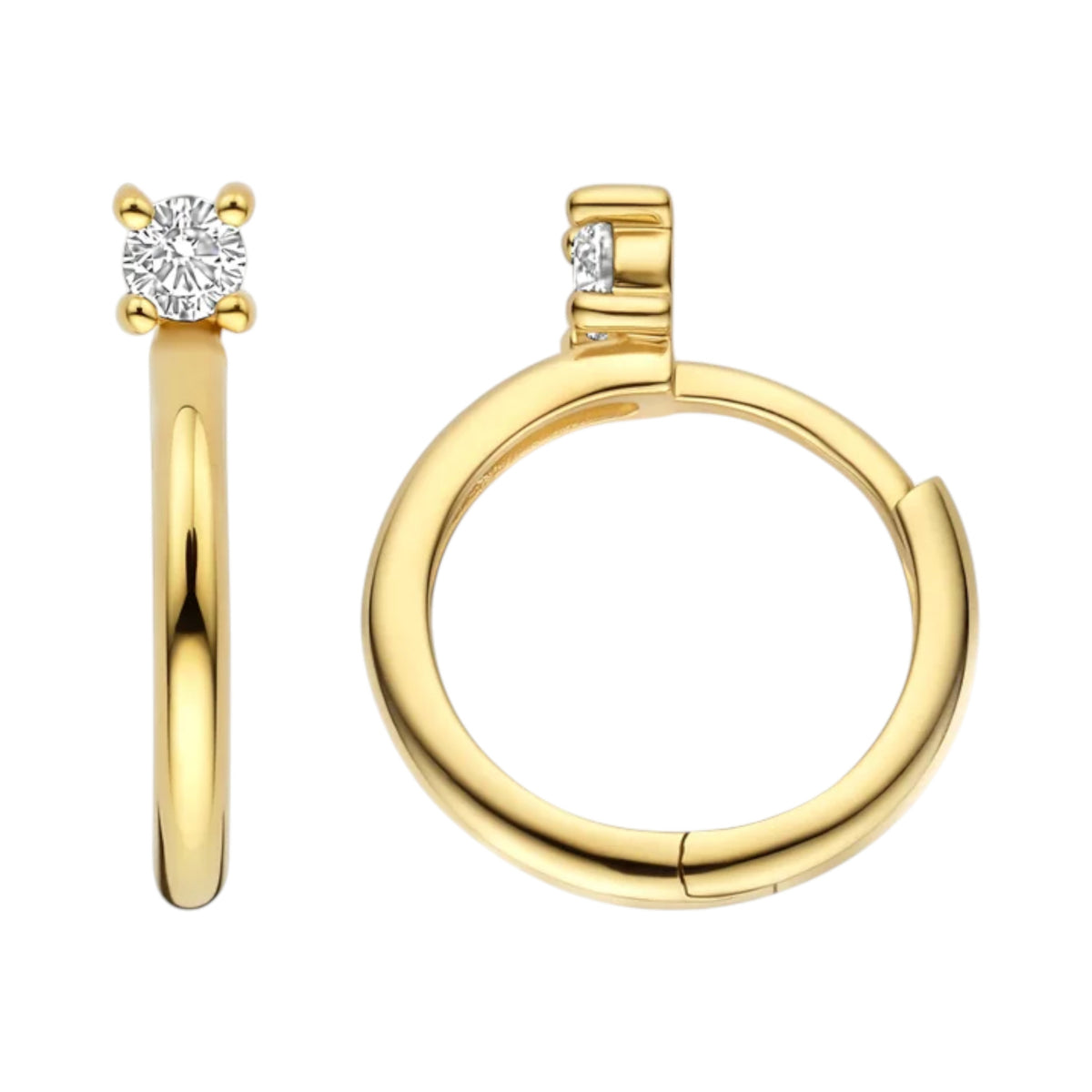 Creolen aus 585er Gold mit Solitär-Zirkonia 14,6 mm