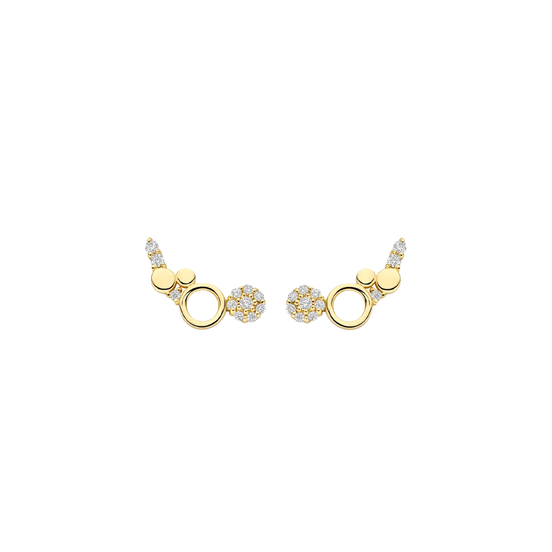Ohrstecker aus 585er Gold mit Kreismotiven und Zirkonia