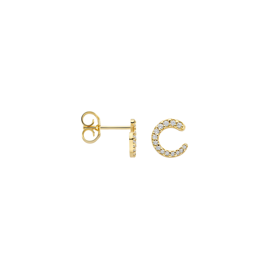 C-förmige Ohrstecker aus 585er Gold mit Zirkonia