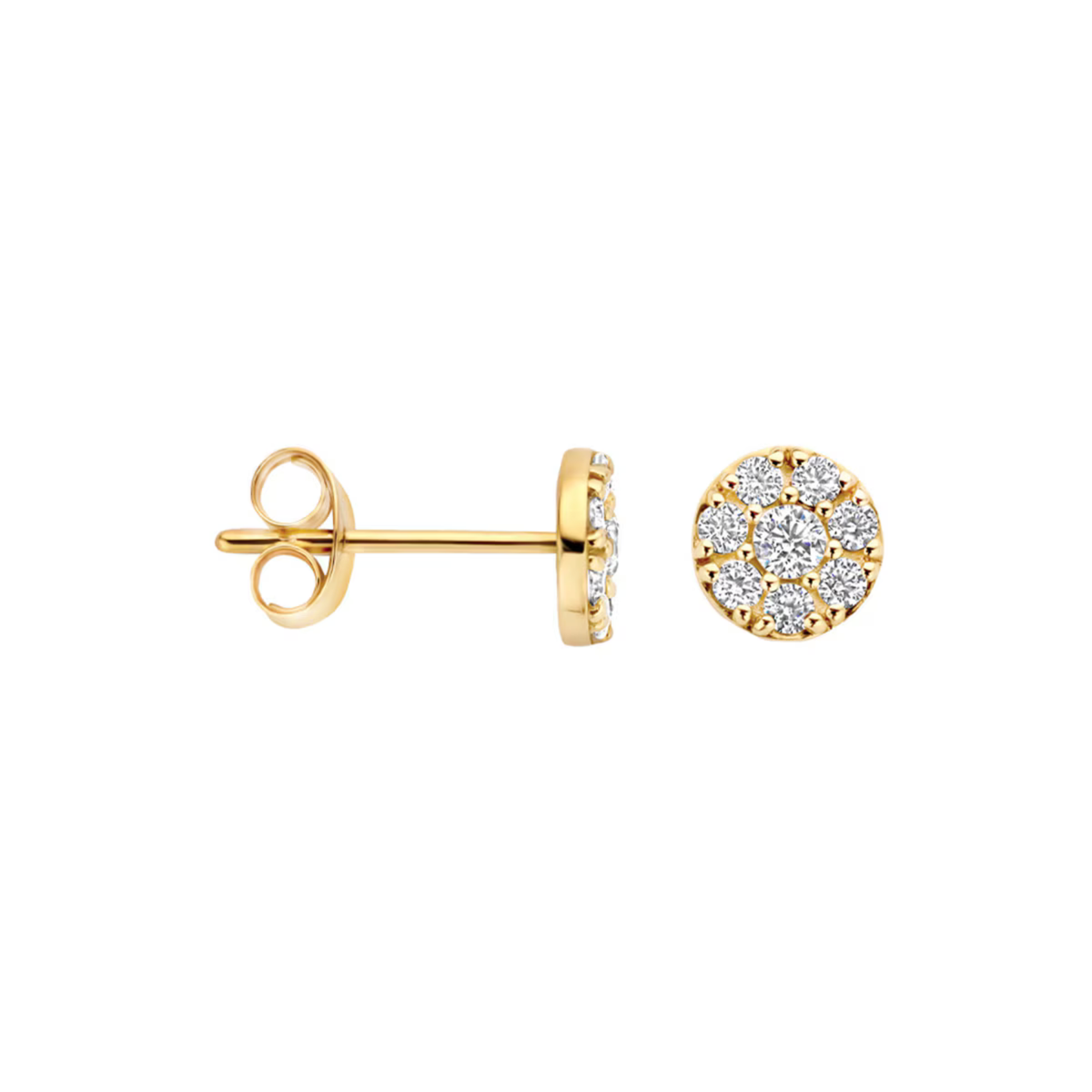 Ohrstecker aus 585er Gold mit rundem Pavé-Zirkonia