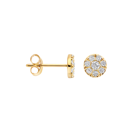 Ohrstecker aus 585er Gold mit rundem Pavé-Zirkonia