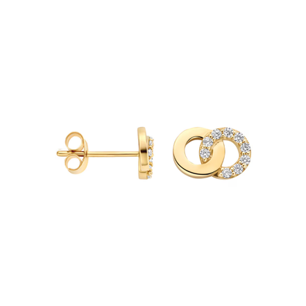 Ohrstecker aus 585er Gold mit zwei verschlungenen Ringen