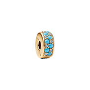 MOMENTS Charm Clip aquablau vergoldet
