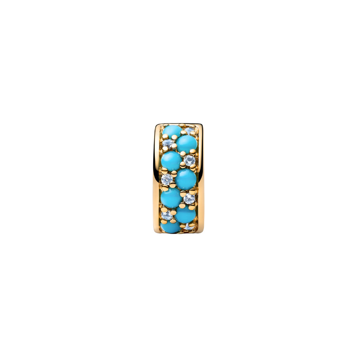 MOMENTS Charm Clip aquablau vergoldet