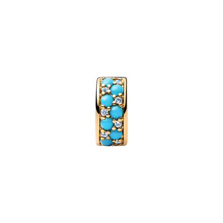 MOMENTS Charm Clip aquablau vergoldet