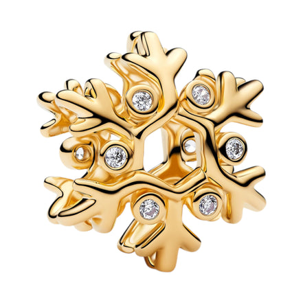 Goldfarbene Schneeflocke mit Zirkonia