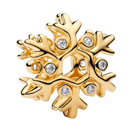 Goldfarbene Schneeflocke mit Zirkonia