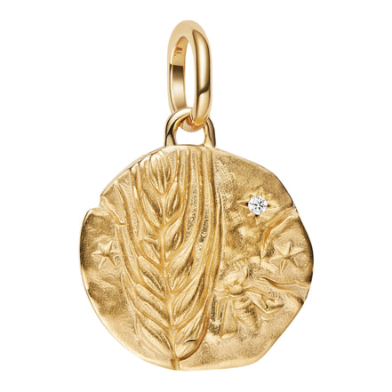 Vergoldetes Medaillon mit Weizenmotiv und Zirkonia