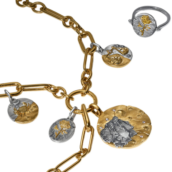 Medaillon Sternzeichen Waage Bicolor mit Zirkonia