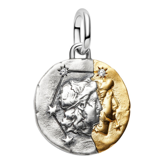 Medaillon Sternzeichen Zwillinge Bicolor mit Zirkonia