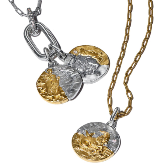 Medaillon Sternzeichen Zwillinge Bicolor mit Zirkonia