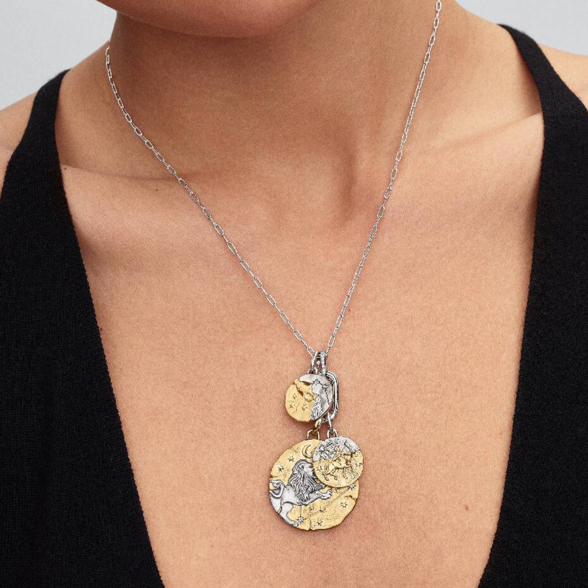 Medaillon Sternzeichen Wassermann Bicolor mit Zirkonia