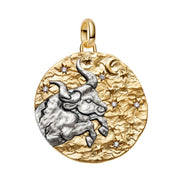 Großes Medaillon Sternzeichen Stier mit Zirkonia