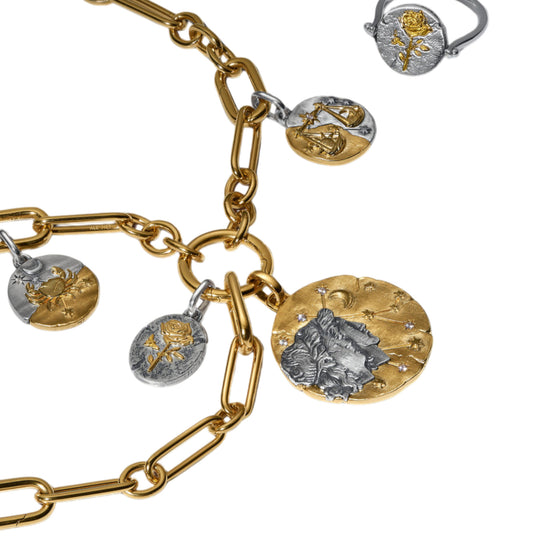 Medaillon Sternzeichen Zwillinge Bicolor mit Zirkonia