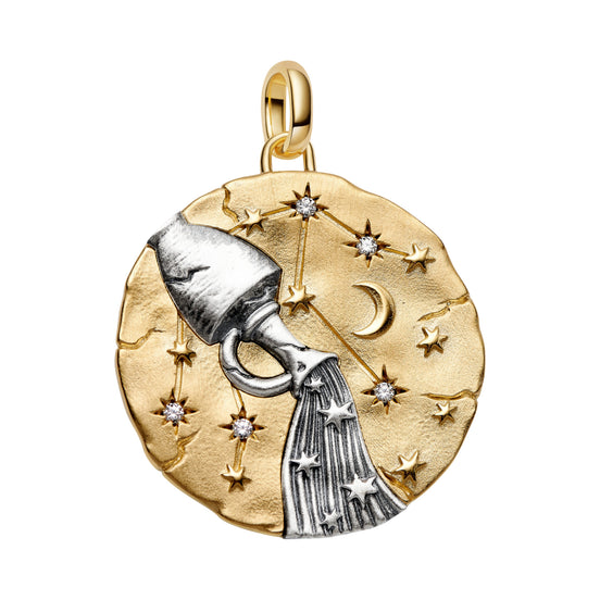 Medaillon Sternzeichen Wassermann Bicolor mit Zirkonia