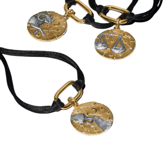 Medaillon Sternzeichen Wassermann Bicolor mit Zirkonia