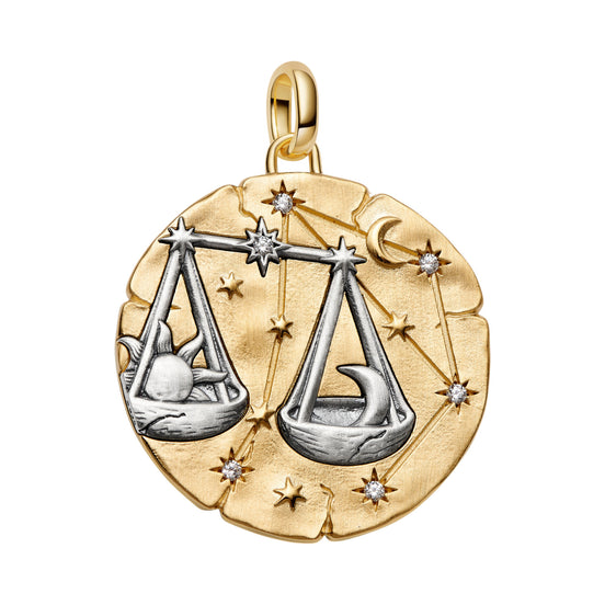 Medaillon Sternzeichen Waage Bicolor mit Zirkonia