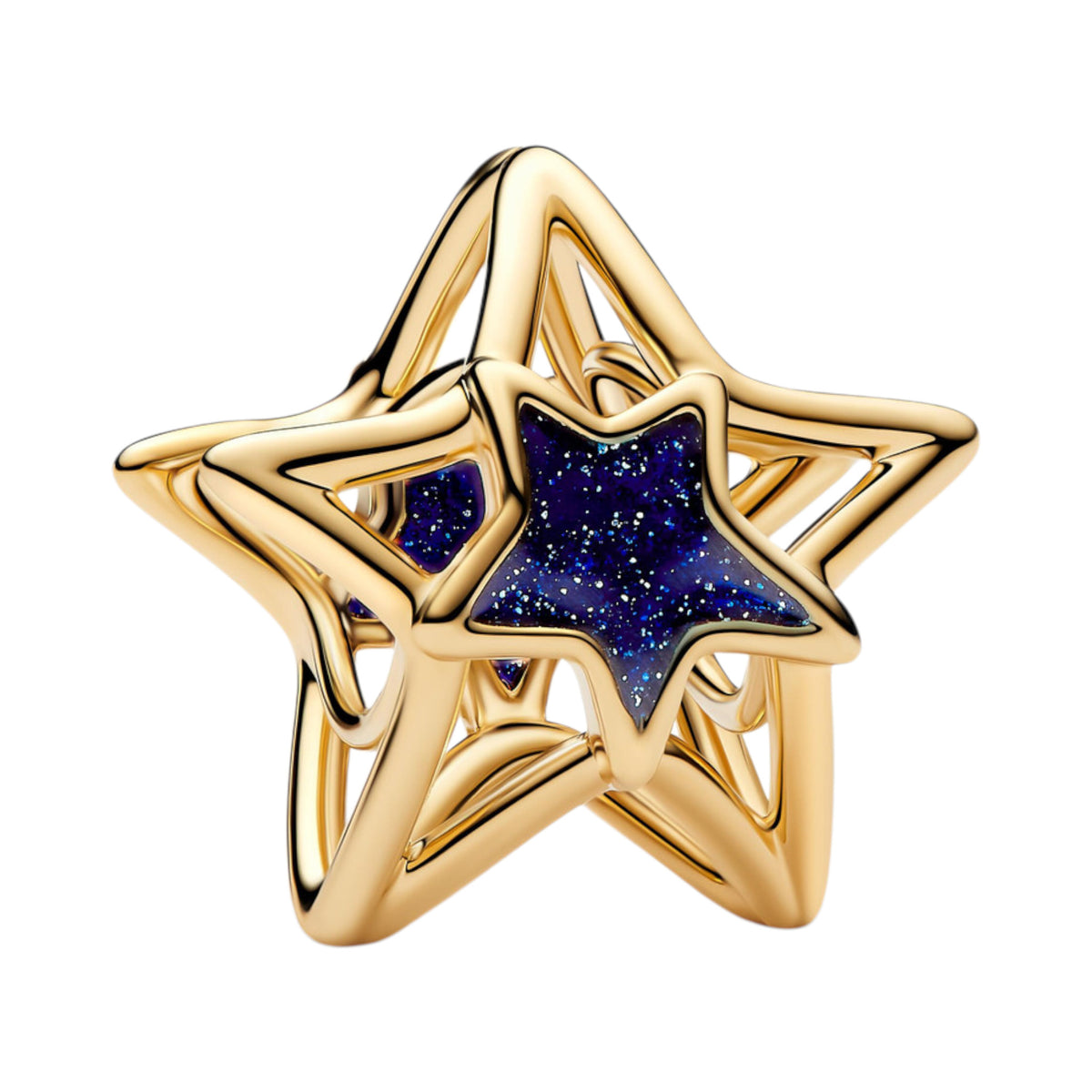 Goldener Stern-Charm mit blauem Detail