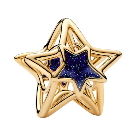 Goldener Stern-Charm mit blauem Detail