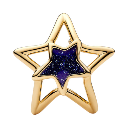 Goldener Stern-Charm mit blauem Detail
