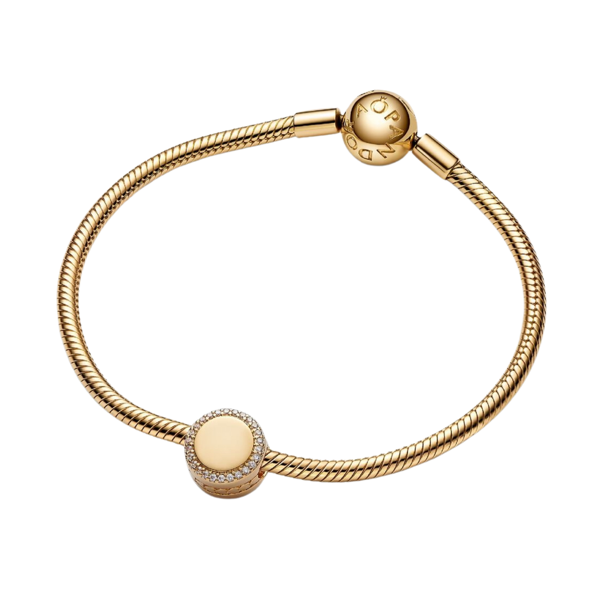 MOMENTS Charm Knopf Zirkonia Vergoldet