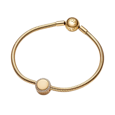 MOMENTS Charm Knopf Zirkonia Vergoldet