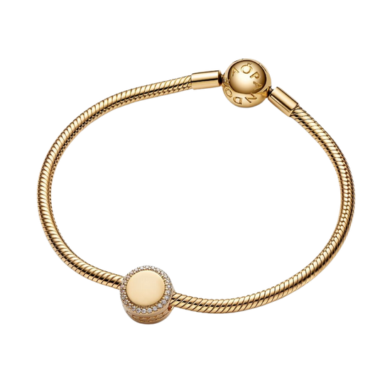MOMENTS Charm Knopf Zirkonia Vergoldet