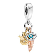 SHINE Charm Anhänger Hamsa, Auge & Feder