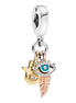 SHINE Charm Anhänger Hamsa, Auge & Feder