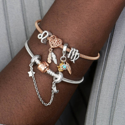 SHINE Charm Anhänger Hamsa, Auge & Feder