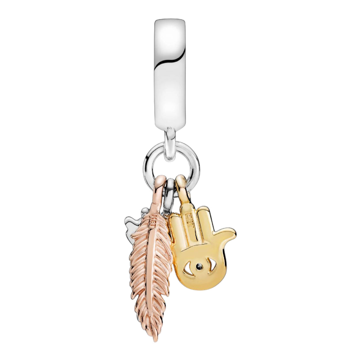 SHINE Charm Anhänger Hamsa, Auge & Feder