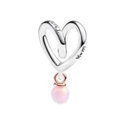 MOMENTS Charm Herz mit pinken Opal