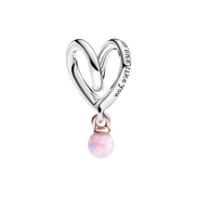 MOMENTS Charm Herz mit pinken Opal
