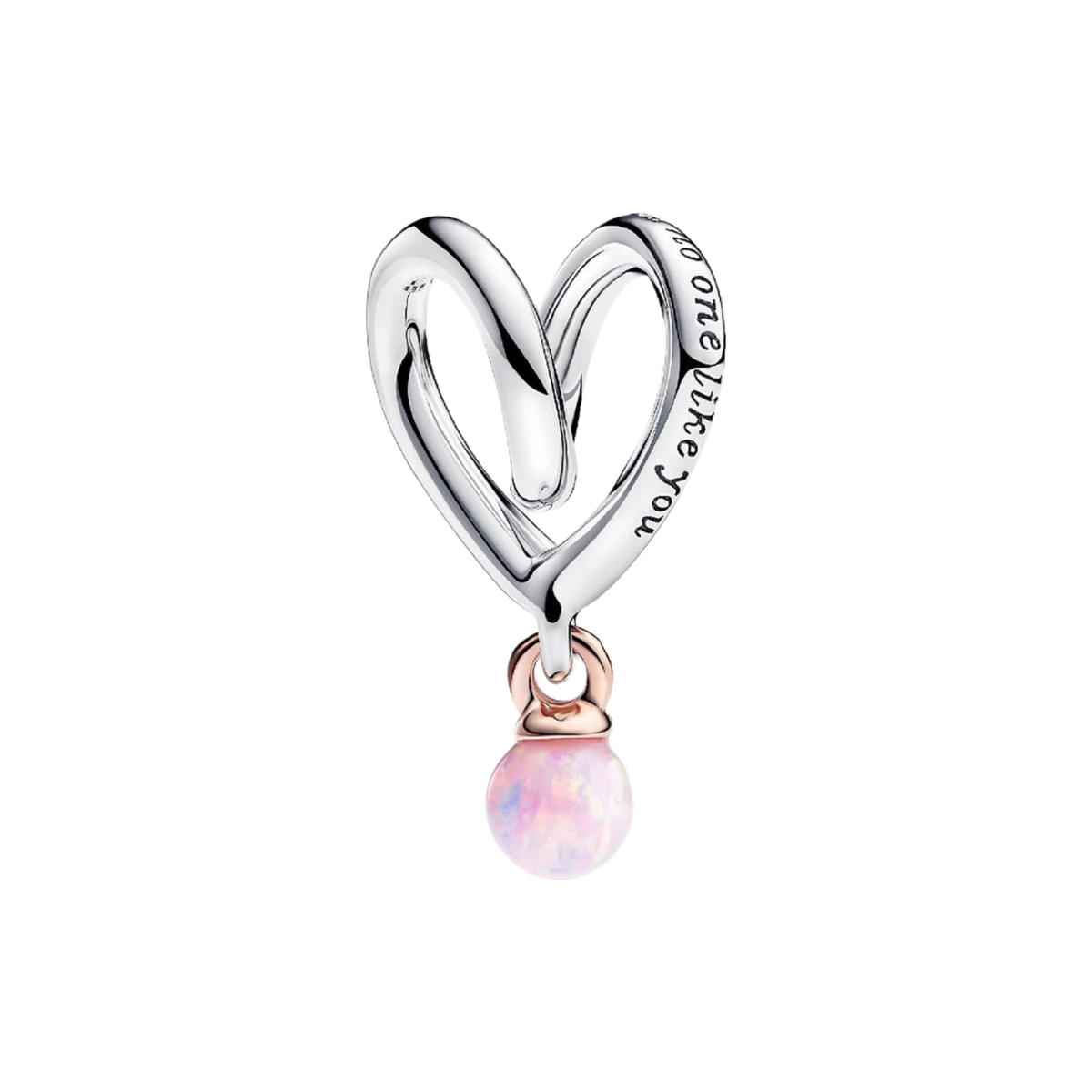 MOMENTS Charm Herz mit pinken Opal