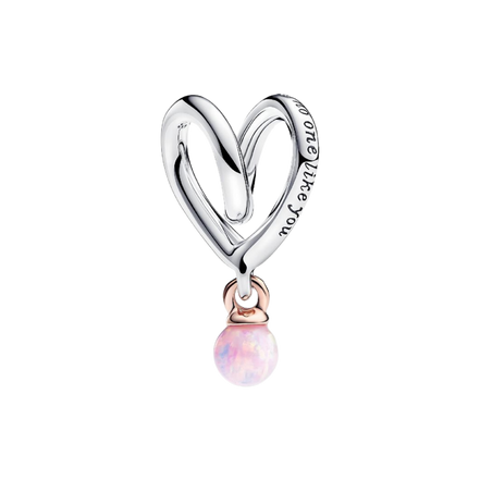 MOMENTS Charm Herz mit pinken Opal