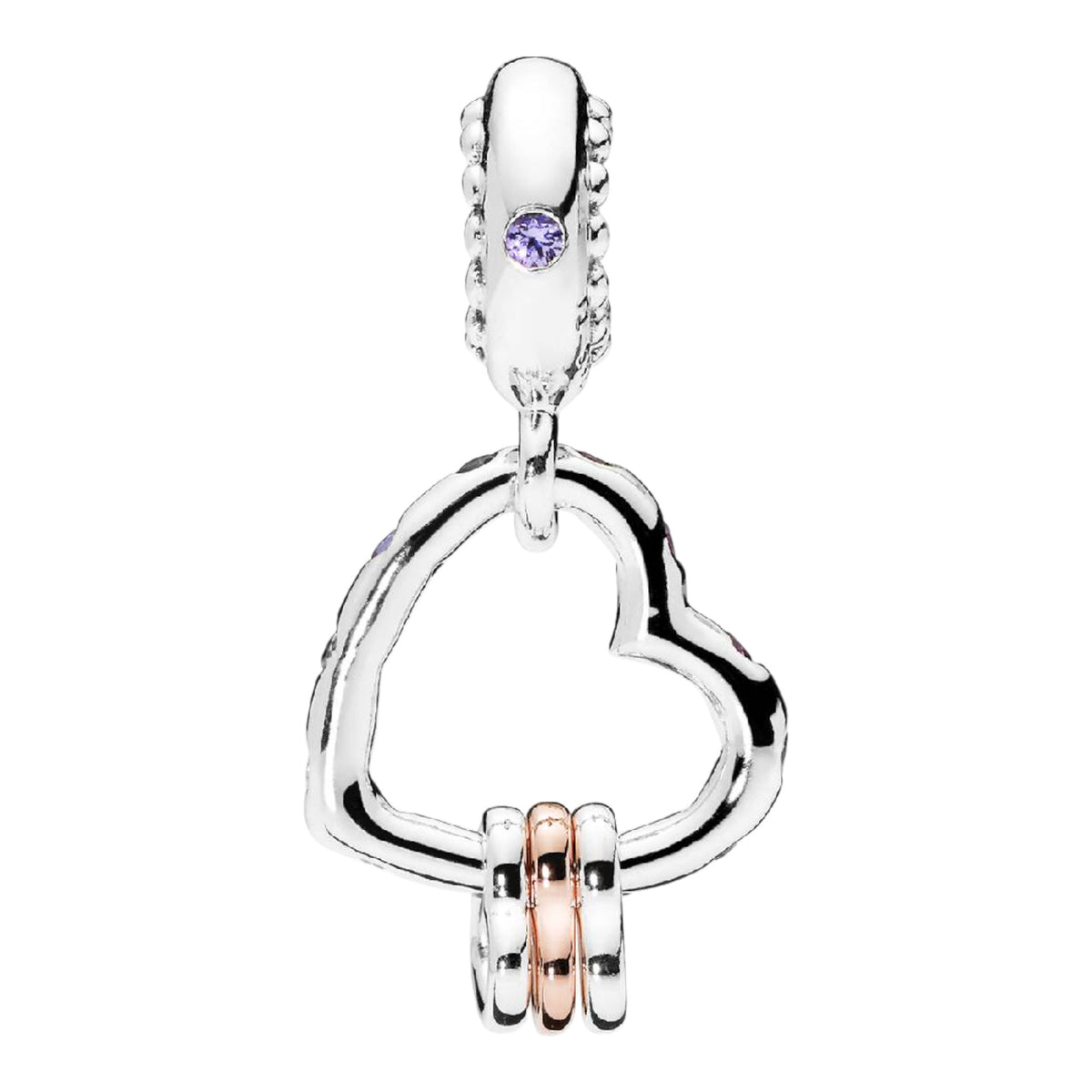 ROSE Charm-Anhänger Herz Highlights Kristall lila