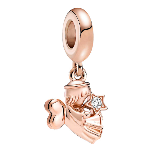 ROSE Charm Anhänger Engel rosévergoldet, Zirkonia